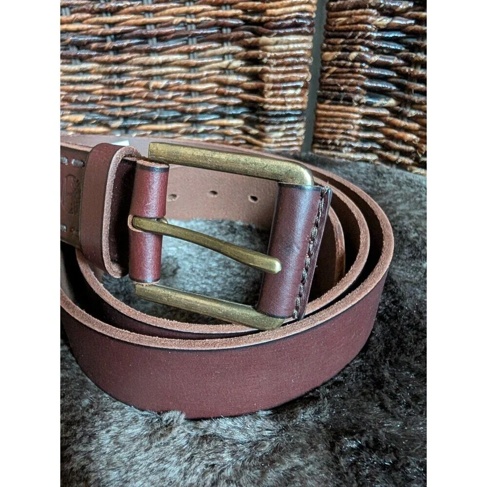 NWOT Timberland Leather Belt Men 42 Brown Western Boho Casual Minimalist Cowboy